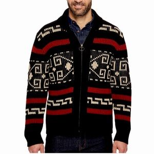 Pendleton The Original Westerley Zip
Up Black Red Wool Cardigan Sweater Size L